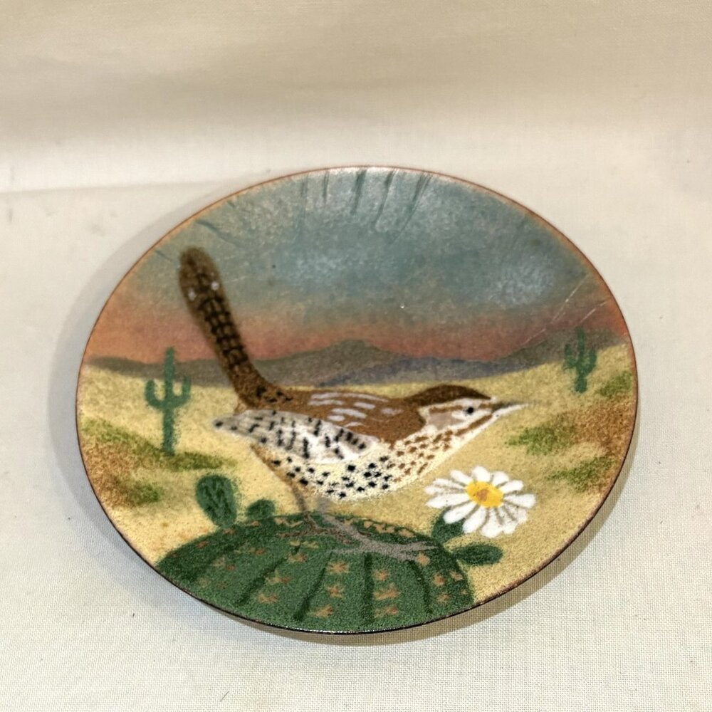 Vintage Enamel on Copper Hand Crafted Plate by Bovano of Cheshire Connecticut